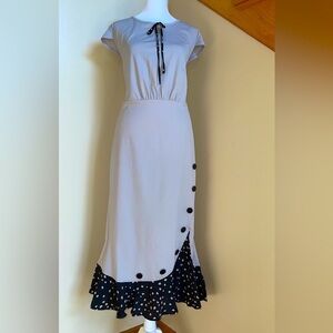 Women’s Pencil Dress Size XXL Ball Fishtail Gray Black Button Ruffle Bottom NEW